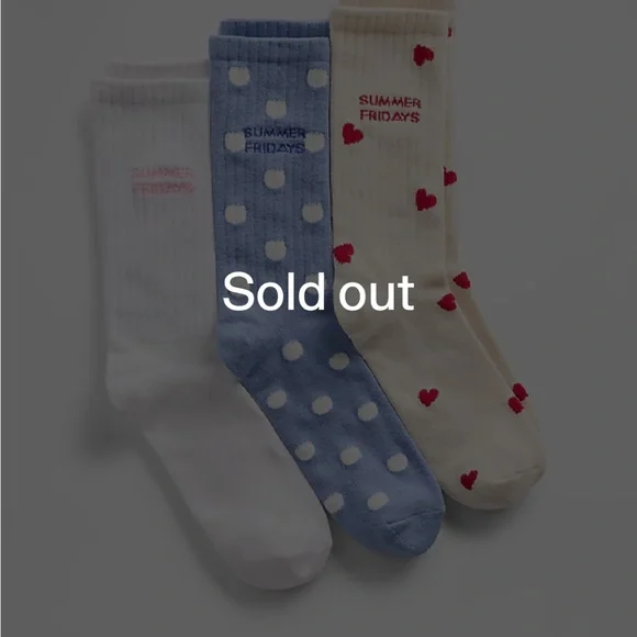 Gap x Summer Fridays Logo Crew Socks Trio - Picture 4 of 4